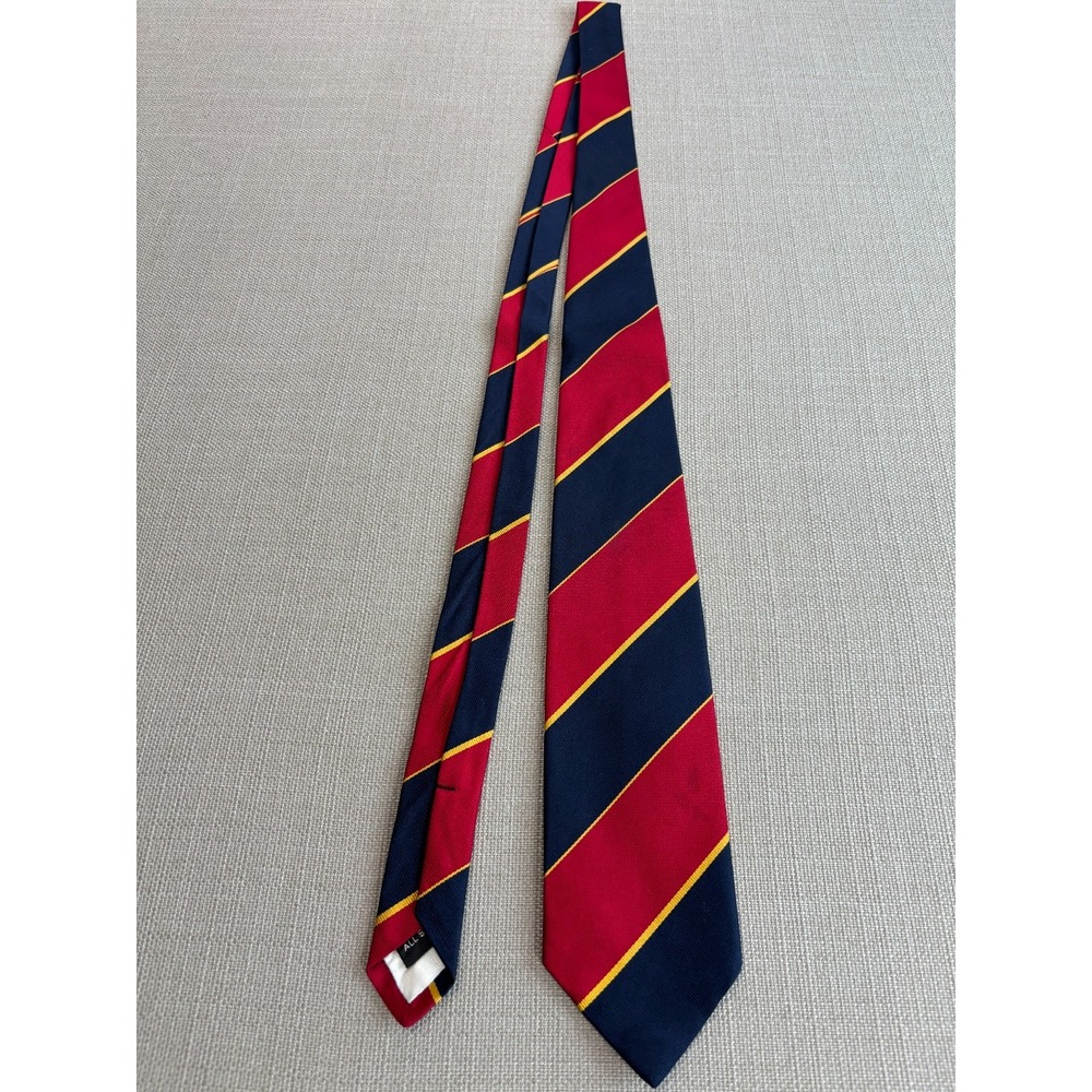 Vintage Ben Silver Charleston London Navy Red Striped Silk Tie 56"